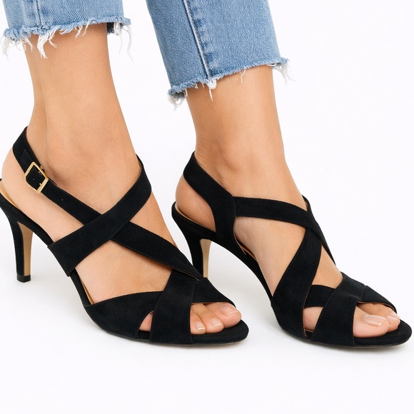 Michael Kors Shoes - Michael Kors Black Suede Becky Open-Toe Slingback Heels Women’s Size 9.5